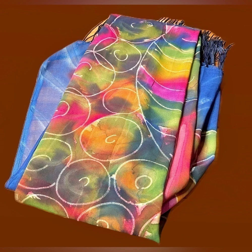 Gorgeous Vibrant and Colorful Jamaican Scarf, OS